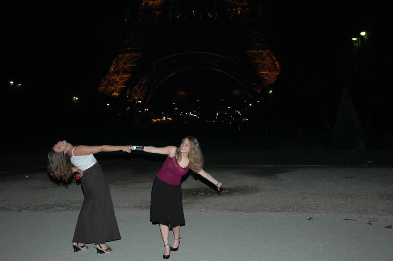 The Eiffel Tower and two crazy girls !